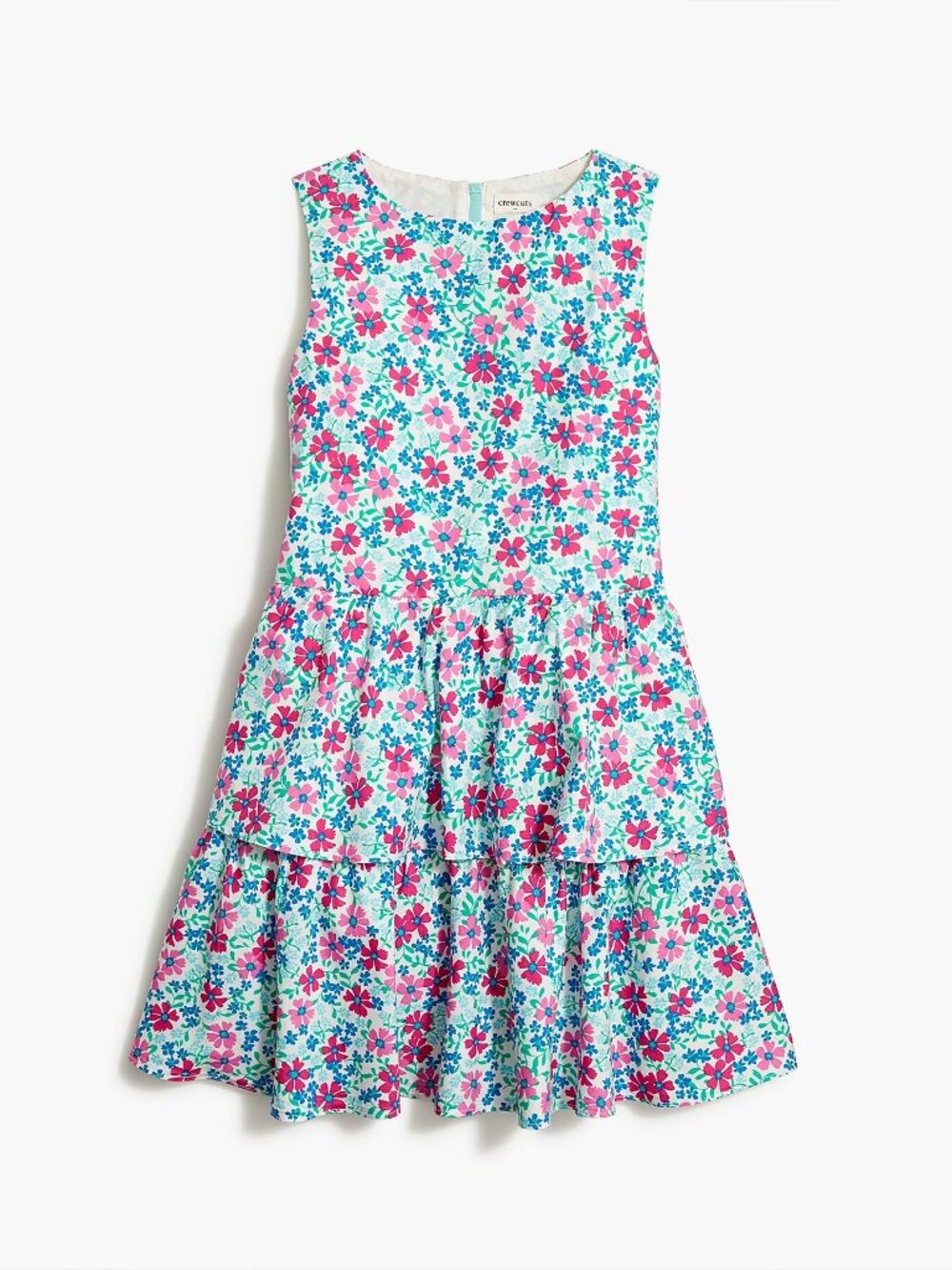 Crewcuts Girls' Floral Cotton-blend Poplin Tiered Dress